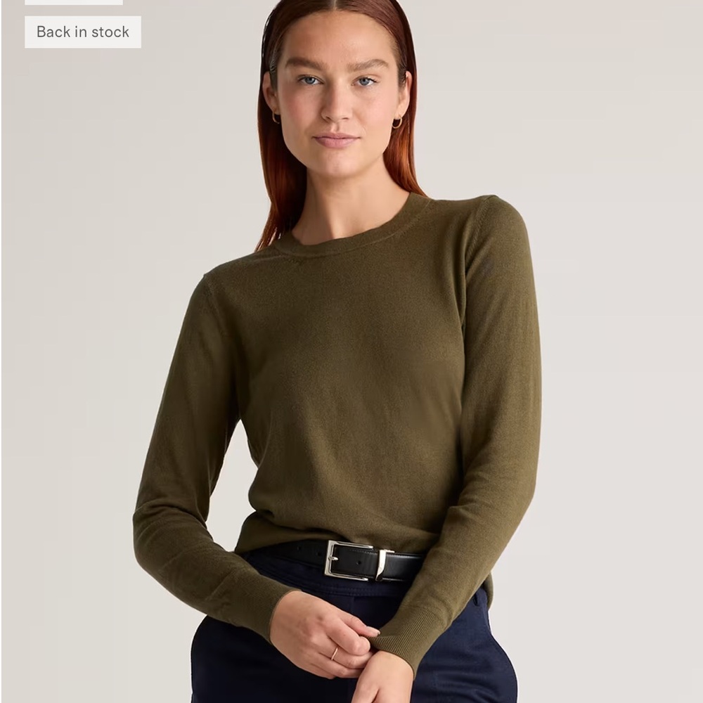 Quince Lightweight Cotton Cashmere Crew Sweater